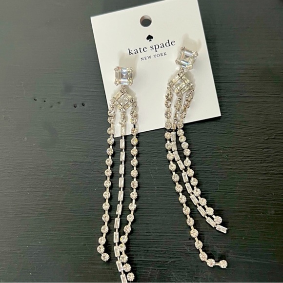 kate spade Jewelry - Kate Spade Shimmy Fringe Earrings, Silver NWT